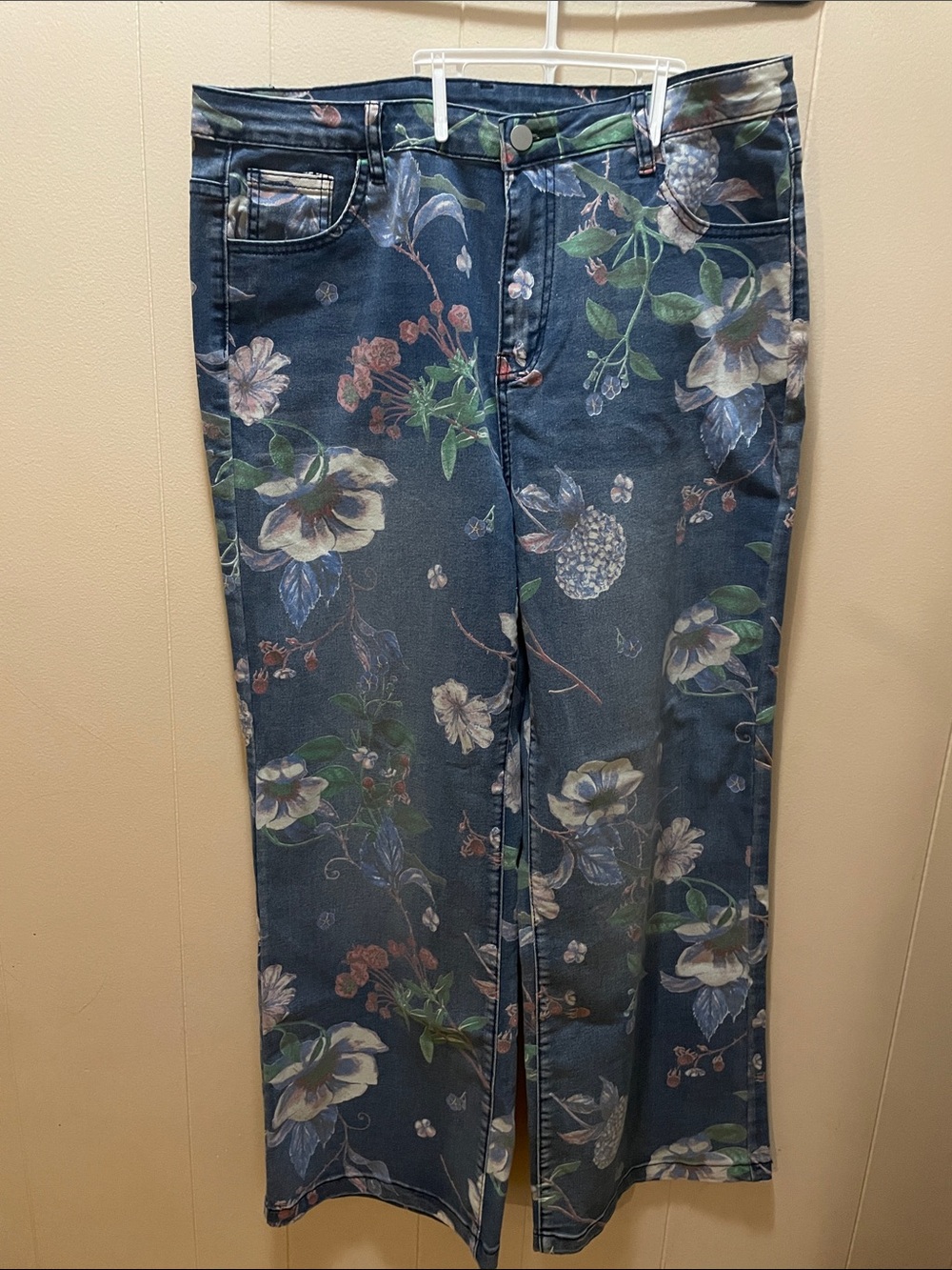 Floral Print Blue Women's Jeans